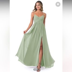 Azazie - Dusty Sage Alia - Size 6 (Tailored Length)